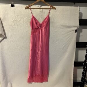 urban outfitters Lace Satin Maxi Slip Dress Small Pink